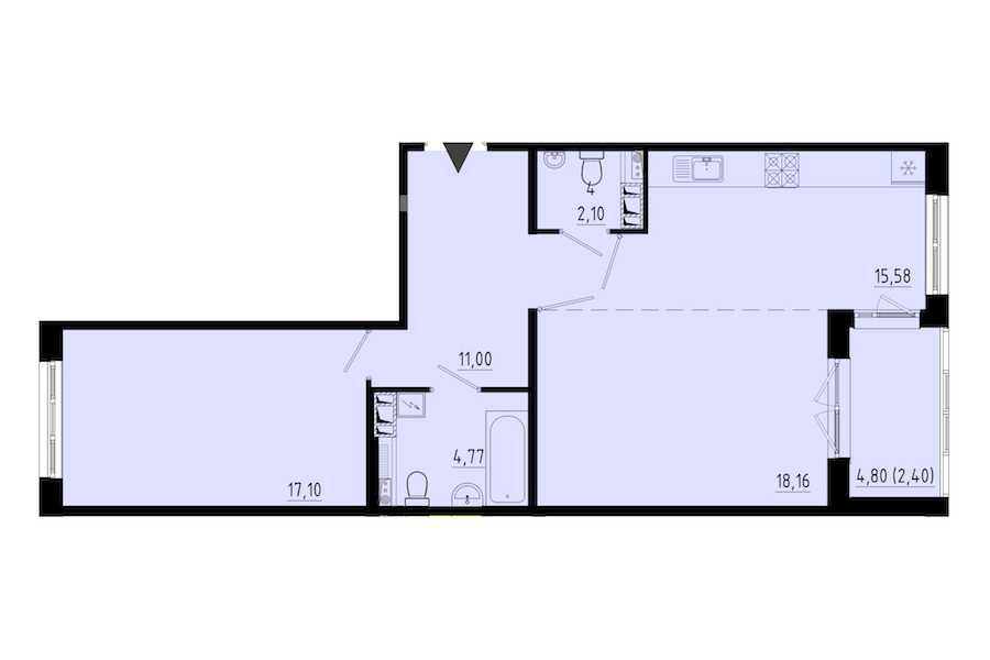 Однокомнатная квартира в : площадь 68.7 м2 , этаж: 2 – купить в Санкт-Петербурге